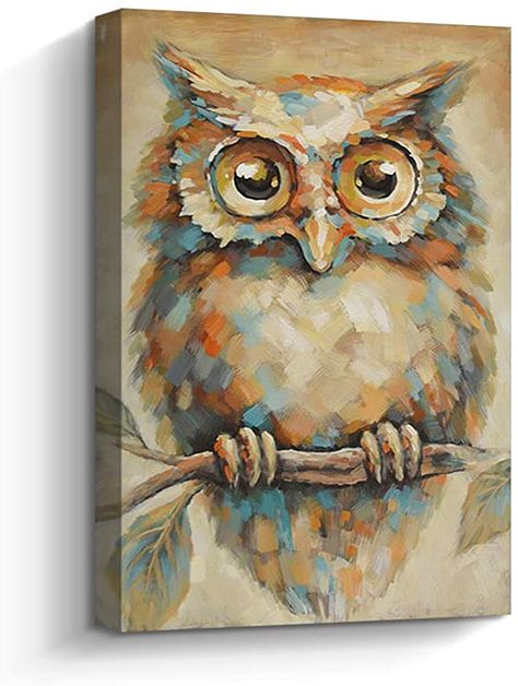 Owl Canvas, Large Canvas Painting, Painting Ideas For Beginners, Canvas For Beginners, Canvas Painting Ideas, Easy Canvas Painting, Owl Painting, Simple Acrylic Paintings, Beginner Painting