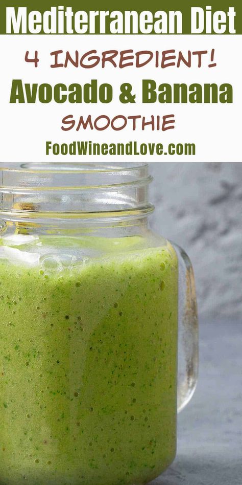 Basic Smoothie Recipe, Avocado Banana Smoothie, Mediterranean Diet Breakfast, Avocado Smoothie Recipe, Avocado Recipes Healthy, Mediterranean Recipes Healthy, Mediterranean Diet Recipes Dinners, Easy Mediterranean Diet Recipes, Avocado Banana