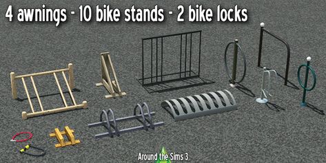 Around the Sims 3 | Custom Content Downloads| Objects | Outdoors | Bike parks Sims 4 Cc Bicycle, Sims 3 Custom Content, Bicycle Rack, Bike Lock, The Sims 3, Bike Stand, Bike Parking, Cc Sims, Sims 4 Cc