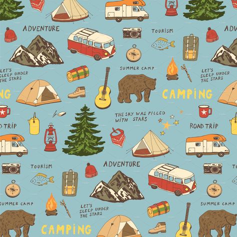 Camping Illustration, Australia Crafts, Chic Illustration, Object Illustration, Camp Logo, Camping Books, Camping Friends, Camping Theme Party, Conversational Prints