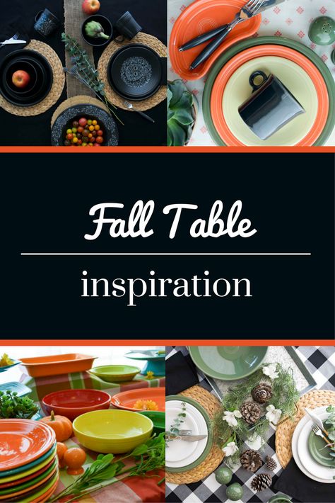 Need some fall table inspo? Fiesta Dinnerware's got you covered! Check out our blog post for tons of autumnal ideas! Fiestaware Thanksgiving Table, Fiestaware Color Combinations, Fall Color Combinations, Fiesta Table, Fiesta Dishes, Place Settings Thanksgiving, Fiesta Colors, In A Rut, Fiesta Dinnerware