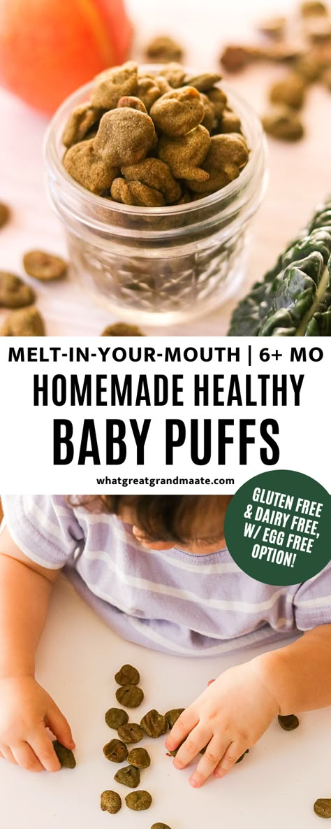 Baby Melts Homemade, 6 Month Old Snacks, Blw Snack Recipes, Ways To Use Baby Food Purees, 6 Month Snacks, Daycare Meals For 10 Month Old, Healthy Baby Snacks Homemade, Snacks For 11 Month Old Baby, Diy Puffs Baby Food