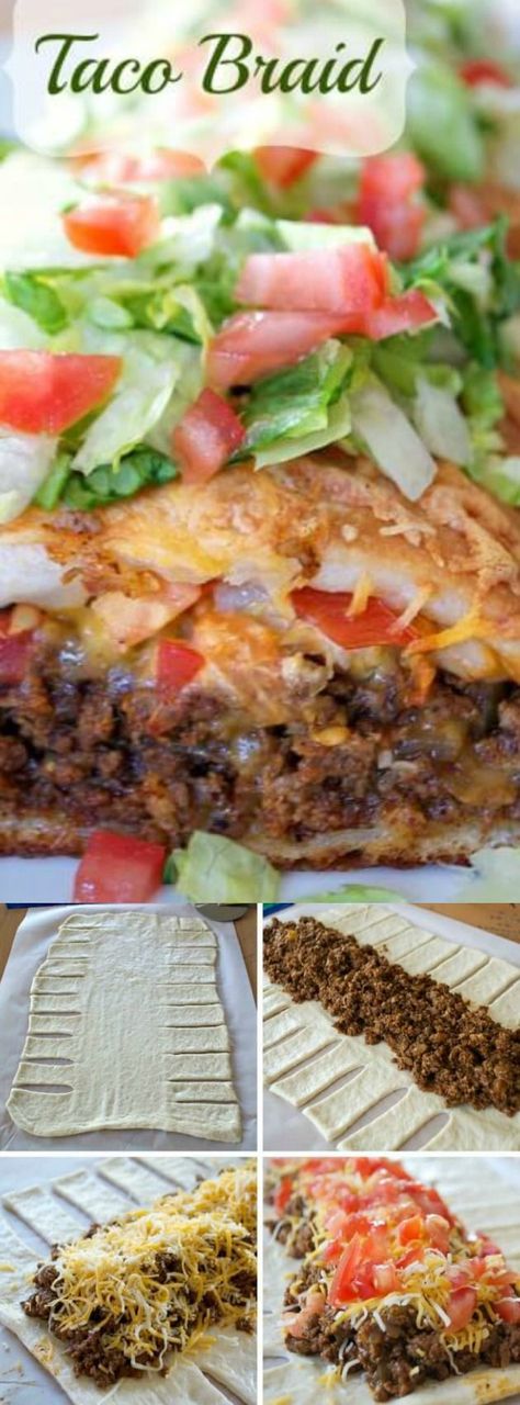 Braided Pizza, Braid Recipes, Taco Braid, Pocket Pies, Taco Roll, Mexican Ideas, Bread Twists, Pillsbury Biscuits, Tortilla Rolls