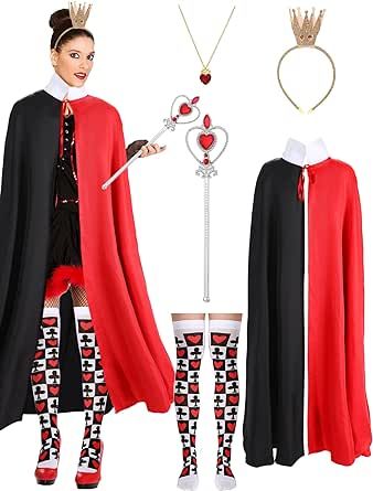 Red Queen Costume, Queen Of Hearts Halloween Costume, Adult Women Halloween Costumes, Queen Of Hearts Halloween, Mom Costumes, Queen Of Hearts Costume, Red Dress Costume, Red Heart Necklace, Women Halloween Costume