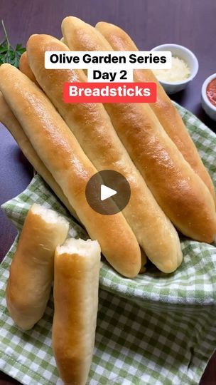 16 reactions | Olive Garden Breadsticks RECIPE  ➡️ https://fedbysab.com/olive-garden-breadsticks/ | Recipe ➡️ https://fedbysab.com/olive-garden-breadsticks/
 Olive Garden Breadsticks are light, airy, chewy, and covered in garlic butter. They are perfect... | By fedbysab.com | Day two of my Olive Garden
Copycat Series. Today we're making their famous
breadsticks. Combine warm water, yeast and sugar. Set
aside until it puffs up. Add oil, honey and half the flour
with salt. Mix until the dough starts to come together. Add
the rest of the flour, mix until the dough ball forms.
Transfer to a grease bowl, set aside to rise. Punch down the
dough and flatten it on a floured surface. Cut the
breadsticks, shape them and place on a baking sheet. Bake
until they're golden brown. Combine melted butter, Olive Garden Breadsticks, Breadsticks Recipe, Olive Garden Copycat, Bread Sticks Recipe, Olive Gardens, Dough Balls, Breadsticks, Olive Garden, Garlic Butter