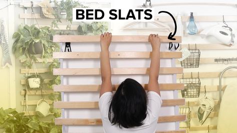 Watch: Nifty - 4 Creative Ways To Use Bed Slats Bed Slats Diy, Bed Slats Upcycle, Upcycle Bed, Ikea Bed Slats, Nursery Makeover, Ikea Wood, Holly House, Apartment Makeover, Old Beds