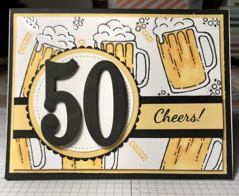 50th Birthday card masculine. Stampin up by whitbystamper Stampin Up 50th Birthday Card, Stampin Up 60th Birthday Cards For Men, Stampin Up Brewed For You Birthday Cards, Stampin Up 50th Birthday Cards For Men, Masculine 50th Birthday Cards, Male 50th Birthday Cards, 50th Birthday Card Ideas For Men, 50th Birthday Cards Handmade, 50 Birthday Cards Men