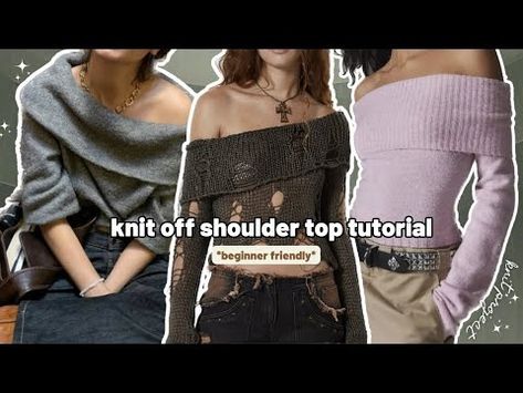 (33) Knit Off Shoulder Top Tutorial | *beginner friendly* - YouTube Knitting Pattern Aesthetic, Crochet Stitches For Clothes, Knit Off Shoulder Top Pattern, Knit Off Shoulder Sweater Pattern, Knitting Top Tutorial, Off The Shoulder Knitting Pattern, Knit Off The Shoulder Top, Knit Off The Shoulder Sweater, Knitted Off Shoulder Top