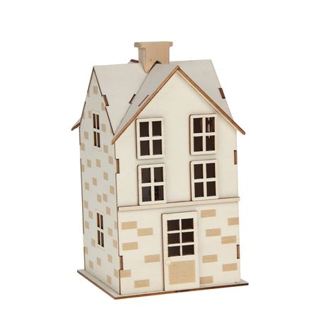 7" LED Wood 2-Story House Décor by Make Market® | Michaels Yard Size Christmas Village Houses, White Village Christmas Houses Mantle, Wooden Christmas Village Houses, Diy Christmas Houses Village Wood, Wooden Christmas Houses Target, 2 Story Houses, Second Story, Story House, Christmas Village