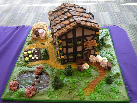 Cute gingerbread house and garden scene. Gingerbread Garden, Spring Gingerbread House, Gingerbread House Winners, Gingerbread House Competition Winners, Complex Gingerbread House, Gingerbread House Sculptures & Statues, Cookie House, Country Farm, Start Up Business