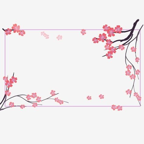 Cherry Blossom Border Design, Tree Border Design, Cherry Blossom Border, Cherry Blossom Clipart, Cherry Tree Branch, Cherry Blossom White, Square Border, Tree Borders, Cherry Blossom Design