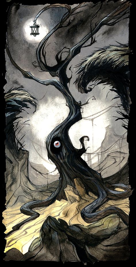 Scary Tree Illustration, Haunted Trees Drawing, Dark Twisted Art, Scary Trees Drawing, Gothic Tree Drawing, Creepy Tree Painting, Horror Tree Drawing, Creepy Tree Drawing, Scary Tree Drawing