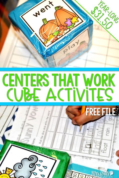 Esl Centers Activities, Kindergarten Literacy Centers Rotation, Cube Activities, Kindergarten Stations, Preschool Steam, Kindergarten Goals, Kinder Centers, Numeracy Activities, Ela Centers