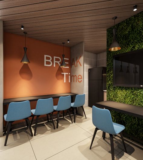 Modern Office Break Room Design, Office Color Palette Work Spaces, Office Canteen Design, Office Lounge Interior, Corporate Break Room, Break Room Ideas Employee, Break Room Ideas, Employee Lounge, Break Room Design