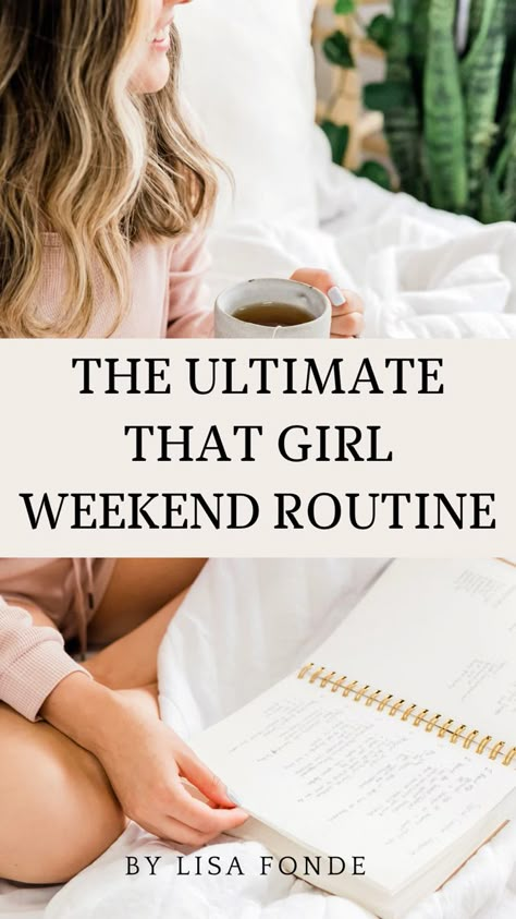 The perfect weekend routine for you to take care of yourself and relax. Learn what It girls do during weekends. The perfect morning weekend routine for you. Productive weekend routine. Daily Weekly Monthly Beauty Routine, Sunday Pamper Routine, Weekend Glow Up Routine, Productive Saturday Routine, Weekend Reset Checklist, Weekend To Do List Productive, What To Do On The Weekend, Evening Routine For Women, That Girl Weekend Routine