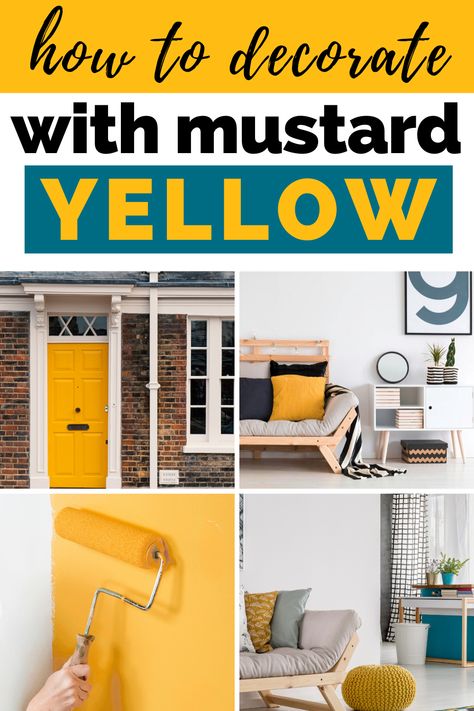 Give a makeover to furniture accent walls with warm mustard yellow or calming light neutral yellow paint. How to pair mustrad yellow with colors to create  harmony in your home. Mustard Accent Wall, Mustard Yellow Accent Wall, Yellow Accent Wall, Make Mustard, Faux Brick Accent Wall, Light Yellow Walls, Gold Painted Walls, Yellow Accent Walls, Mustard Yellow Walls