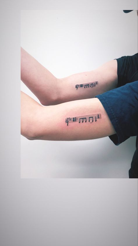 Matching Music Tattoos Couples, Matching Music Tattoos, Siblings Tattoo For 3, Tattoos Couples, Style Themes, Sibling Tattoos, Tattoos For Lovers, My Lover, Music Tattoos