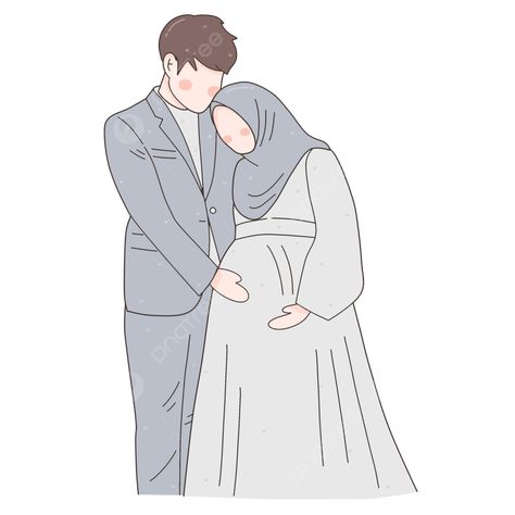 Pregnant Cartoon, Mother Clipart, Couple Clipart, Drawing Books, Diy Drawing, Anniversary Art, Muslim Couple, Pregnant Mother, Pregnant Wife