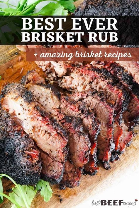 My best Brisket Rub recipe is the perfect blend of spices for pairing with your favorite beef brisket recipes! Mix it together in minutes using common ingredients, then slather it on your beef brisket and enjoy the incredible flavor it gives. This is the only seasoning for brisket you will ever need! via @bestbeefrecipes Brisket Rub Recipe, Smoked Beef Brisket Recipes, Brisket Seasoning, Brisket Recipes Smoked, Brisket Rub, Brisket Recipe, Beef Brisket Recipes, Best Beef Recipes, Dry Rub Recipes