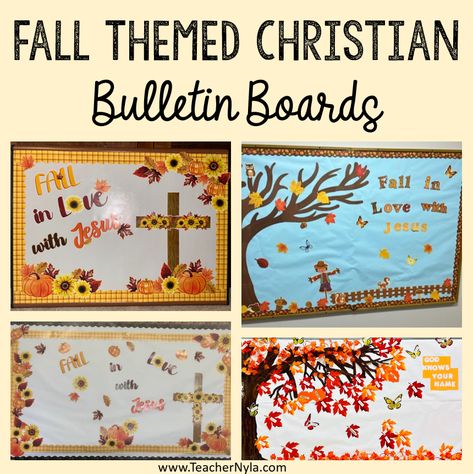 Christian Fall Themed Bulletin Boards | Nyla's Crafty Teaching Christian Pumpkin Bulletin Board, Fall For Jesus Bulletin Board, Fall Bible Class Bulletin Boards, Christian Thanksgiving Bulletin Board Ideas, Awana Bulletin Board Ideas, Falling For Jesus Bulletin Board, Fall In Love With Jesus Bulletin Board, Church Bulletin Board Ideas Fall, Fall Christian Bulletin Board Ideas