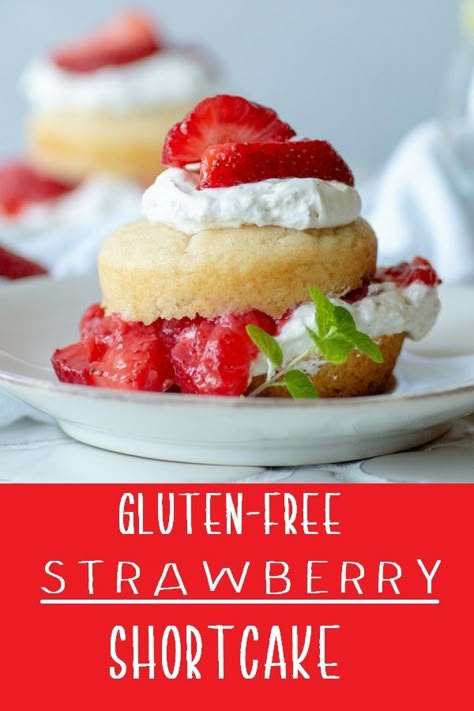 From scratch Gluten-Free Strawberry Shortcake using fresh whipped cream, juicy strawberries, and tender, homemade gluten-free shortcakes. #glutenfree #strawberry #shortcake Gluten Free Shortcake, Gluten Free Strawberry Shortcake, Fresh Whipped Cream, Dessert Oreo, Strawberry Shortcake Recipes, Shortcake Recipe, Strawberry Dessert, Desserts Vegan, Gluten Free Desserts Recipes