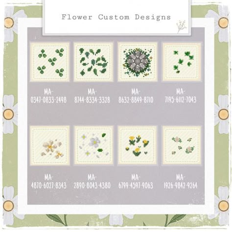 Acnh Codes Flowers, Flower Design Animal Crossing, Animal Crossing Path Flowers, Flower Pattern Animal Crossing, Path Patterns Animal Crossing, Animal Crossing Flowers Code, Animal Crossing Design Codes Flowers, Flower Pattern Acnh, Flower Design Codes Acnh