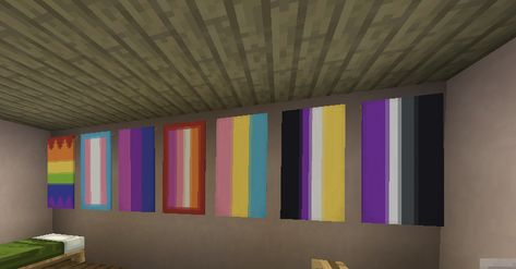 How To Make Pride Flags In Minecraft, Minecraft Pride Flag Banner, Pride Flags Minecraft, Minecraft Pride Banners Tutorial, Pride Flag Minecraft Banner Tutorial, Minecraft Pride Flag, Minecraft Pride Banners, Pride Bedroom Ideas, Minecraft Pride