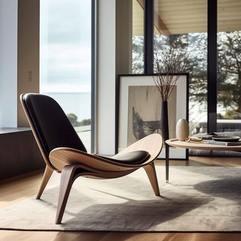 Shell Chair by Hans Wegner Wegner Shell Chair, Hans Wegner Shell Chair, Wegner Chair, Industrial Pipe Furniture, Whiskey Barrel Furniture, Office Waiting Room Chairs, Iconic Chairs, Live Edge Furniture, Barrel Furniture