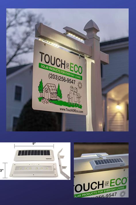 I am in LOVE with my solar sign light! This is perfect for your yard signs. Touch Of ECO LITEAGENT PRO - Solar Dual Sided LED Post Light for Real Estate Signs, Business, Yard Sign Lighting - Includes Adjustable Sign Mounting Bracket Realtor Essentials, Real Estate Yard Signs, Realtor Signs, Signs Business, Bar Stuff, Real Estate Signs, Event Sign, Sign Lighting, Yard Sign