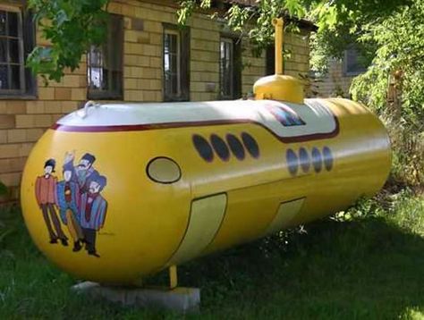 Who needs a propane tank when you can have a Yellow Submarine? Propane Tank Art, Beatles Art, Beatles Yellow, Yellow Submarine, Propane Tank, Gas Tanks, The Grass, Mellow Yellow, Propane