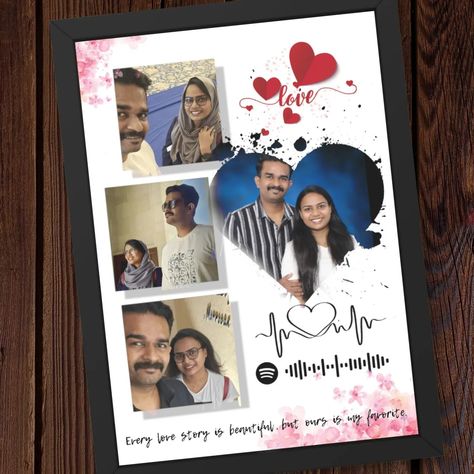 Spotify Frames white with photo collage. Please DM for orders!!! #spotifyframe #photoframes #designs #cardsdesign #thanyoucarddesign #customizeddesigns Spotify Frame, Wedding Card Frames, Wedding Card, White Design, Photo Collage, White Frame, Wedding Cards, Photo Frame, Love Story