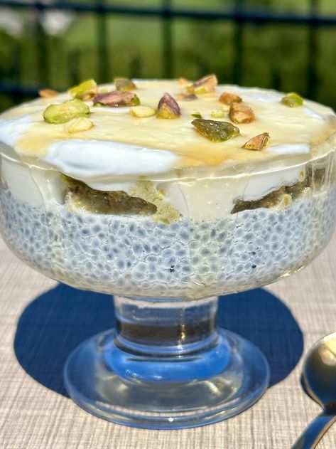 Zen Basil Seeds Pudding — Zen Basil | Organic Basil Seeds | High Fiber Superfoods Basil Seeds Recipe, Raw Pistachios, Pistachio Butter, Chia Seed Recipes, Basil Seeds, Yogurt Cups, Layer Top, Breakfast Breads, Rice Cakes