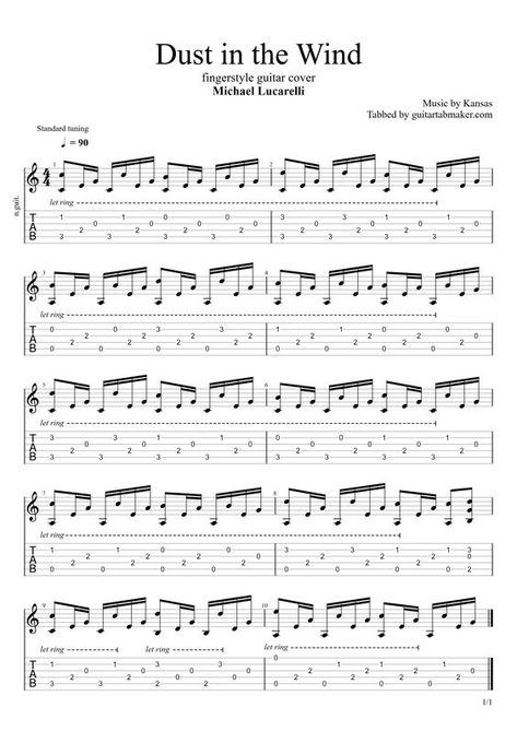 Guitar Sheet Music Fingerstyle, Acoustic Guitar Fingerstyle, Dust In The Wind Guitar Tab, Tab Sheet Music Guitar, Guitar Fingerstyle Tab, Acoustic Guitar Sheet Music, Guitar Sheet Music For Beginners, Guitar Tabs Songs Acoustic, Free Guitar Sheet Music