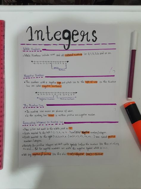 Math Notes Integers, Math Notes Aesthetic 7th Grade, Integers 7th Grade Math, Verbals Grammar, Girl School Essentials, Math Subject, Maths Tips, Notes Math, Adding Integers