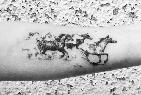 horse tattoo Running Horse Tattoo Design, Horse Tattoo Quotes, Wild Flowers And Wild Horses Tattoo, Horse Tattoo Watercolor, Horse Shoulder Tattoo, Horse Spirit Tattoo, Horse And Rider Tattoo, Horse Rearing Tattoo, Galloping Horse Tattoo