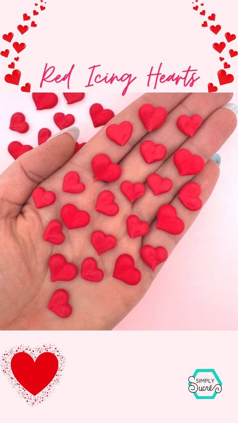 Red Icing, Icing Decorations, Heart Sprinkles, Heart Diy, Hearts Valentines, Piping Icing, Decorator Icing, Sugar Craft, Heart Cookies