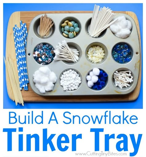 Build A Snowflake, Winter Stem Activities, Tinker Tray, Winter Stem, Snowflake Bentley, Easy Winter Crafts, Radial Symmetry, Invitations To Play, Activity For Preschoolers