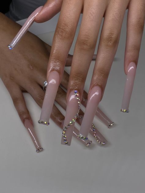 Cute Basic Long Acrylic Nails, Simple Xxl Nails, Long Xl Nails, Xxxxl Square Nails, Xxl Tapered Square Nails, Longggg Nails, Cute Long Nails Acrylic, Xxl Long Nails, Nails Acrylic Xxl