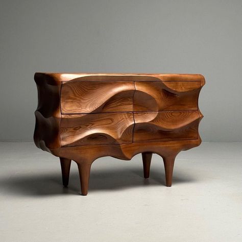 Contemporary Wooden Furniture, Caleb Woodard, Brutalist Furniture, Hidden Drawer, Italian Furniture Design, Fantasy Furniture, Staining Cabinets, Contemporary Cabinets, 16 Weeks