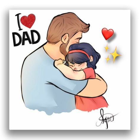 Love You Papa Images, I Love You Papa, Father Daughter Cartoon, Papa Beti Pic, Papa Pic, Father And Daughter Drawing, Father's Day Drawings, Happy Fathers Day Cake, Cool Card Tricks