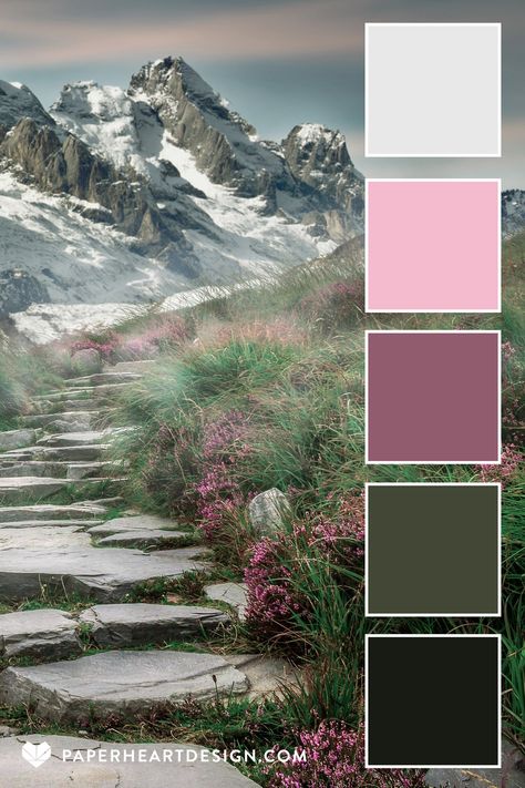 Color Palette: Pretty in Pink — Paper Heart Design Matching Colours Color Balance, Pink Fall Color Palette, Color Palette With Pink, Dusty Color Palette, Magenta Color Palette, 4 Color Palette, 6 Color Palette, Pantone Design, Side Path