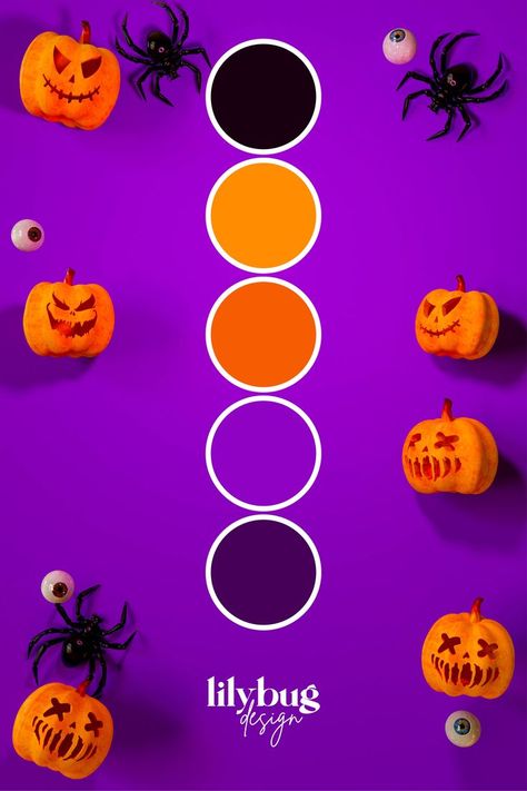 Halloween Colour Palette by Lilybug Design www.lilybugdesign.co.nz Halloween Colour Scheme, Halloween Color Combos, Halloween Color Pallet, Color Palette Halloween, Vintage Halloween Color Palette, Halloween Colors Palette, Lilybug Design, Halloween Colour Palette, Friendly Graphic Design