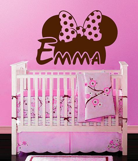 kik141 Wall Decal Sticker name cot children's bedroom baby girl Minnie Mouse Wall Decals, Mouse Wall, Custom Vinyl Stickers, Name Sticker, Name Wall Decals, Kids Wall Decals, Wall Decor Stickers, Name Stickers