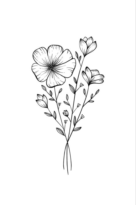 Line art flower drawing, black and white art, floral tattoo idea, simple nature art, minimalist art, cute drawing ideas Begginers Drawings, Line Art Drawings Flowers, Micron Pen Art, Cute Flower Drawing, Simple Flower Drawing, Simple Line Art, Easy Flower Drawings, Svg Templates, Micron Pen