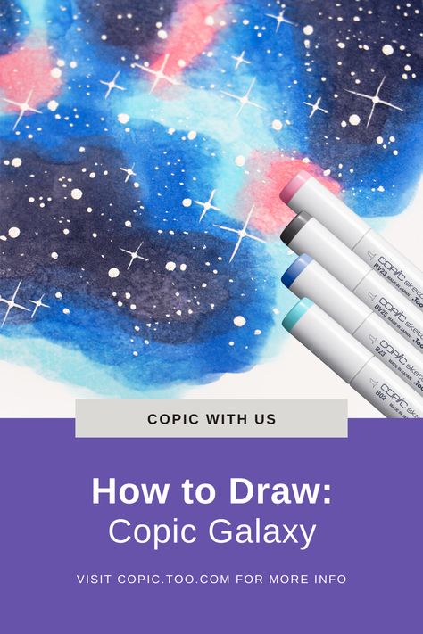 Copic Marker Galaxy, Night Sky Marker Drawing, Galaxy With Markers, Galaxy Alcohol Markers, Alcohol Marker Patterns, Galaxy Tutorial, Anime Bg, Marker Rendering, Gangster Drawings