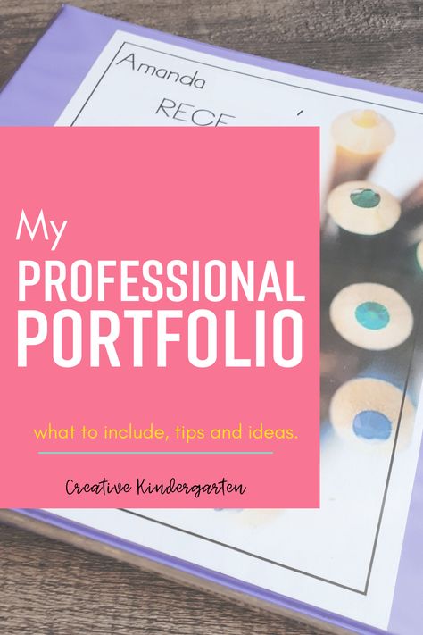 A look inside my professional portfolio that I use when I go for job interviews. This Early Childhood Educators portfolio highlights the work that I do, and I give you a look inside at what I include, ideas, and tips to make your own. #portfolio #teacher #teachingportfolio #teacherportfolio #creativekindergarten Portfolio For Job Interview, Early Childhood Portfolio Ideas, Interview Portfolio Examples, First Year Teacher Portfolios For Interviews, Teachers Portfolio Ideas, Teaching Practice Portfolio, Preschool Teacher Portfolio, Art Teacher Portfolio For Interview, Career Portfolio Templates