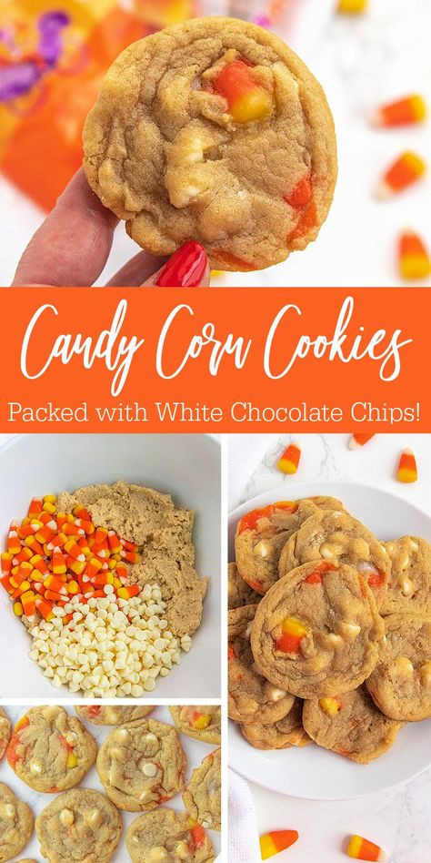 White Chocolate Candy Corn Cookies Corn Cookies Recipe, Candy Corn Recipe, Corn Cookies, Soft Chewy Cookies, Candy Corn Cookies, White Chocolate Candy, Corn Snacks, Party Cooking, Chewy Cookies