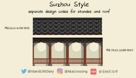 Tile Code Animal Crossing, Acnh Roof Tile Pattern, Animal Crossing Standee Codes, Animal Crossing Chinese Design, Acnh Chinese Island, Acnh Standee Design Codes, Acnh Chinese Design, Japanese Acnh Code, Acnh Standee Designs