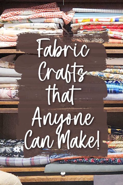 Fabric crafts don't always involve sewing- so don't be intimidated if you think they do! This collection of upcycle ideas uses fabric in a number of ways- both with and without any stitches required. And most of them use secondhand fabrics, too, which keeps them budget AND Earth-friendly. Excess Fabric Ideas, Cardboard And Fabric Crafts, Quick And Easy Crafts For Adults, Repurposed Fabric Ideas, Quick Fabric Crafts, Fabric Remnant Ideas, What To Make With Fabric Twine, No Sew Projects With Fabric, Prequilted Fabric Projects