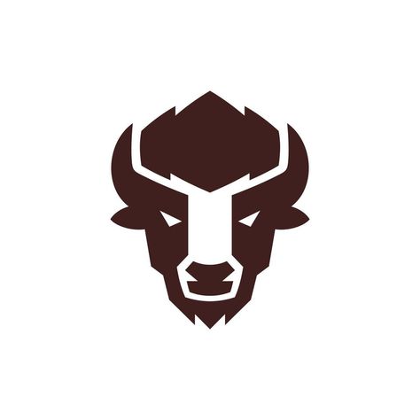 Simple Minimal Bison Head Logo Design Bison Logo Design, Buffalo Logo Design, Head Logo Design, Bison Tattoo, Bison Head, Buffalo Design, Bird Silhouette Art, Bison Logo, Buffalo Painting